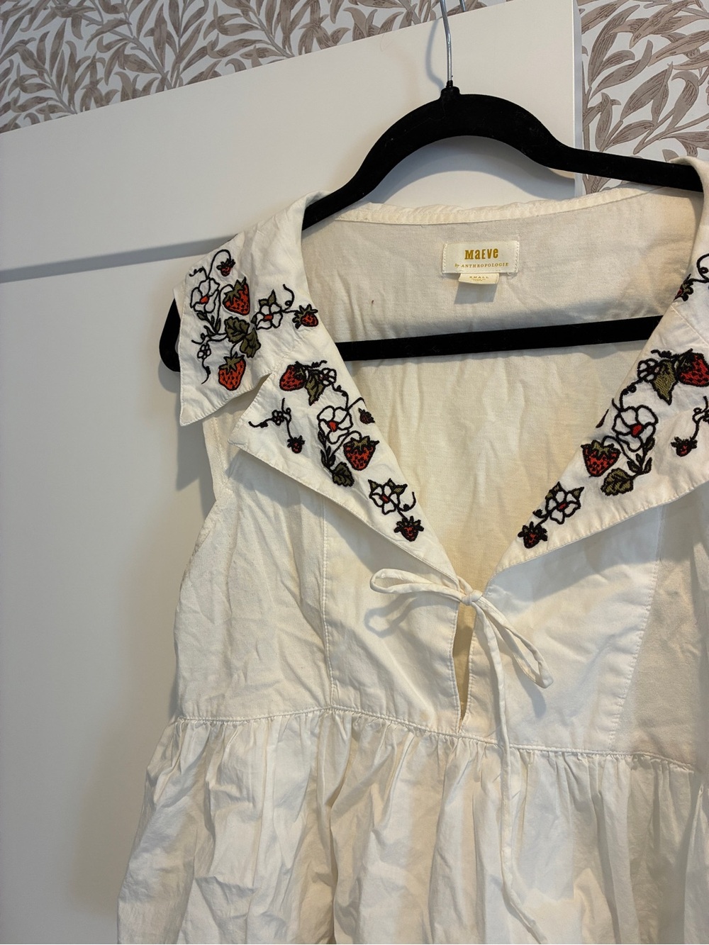 Anthropoligie White Embroidered Peplum Cotton Top - Picture 2 of 4